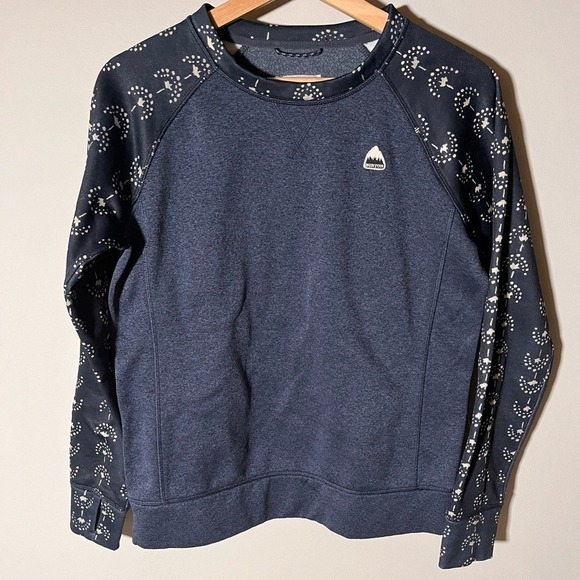 Burton Tops - Burton Women's Oak Crew Navy and Patterned Sweatshirt